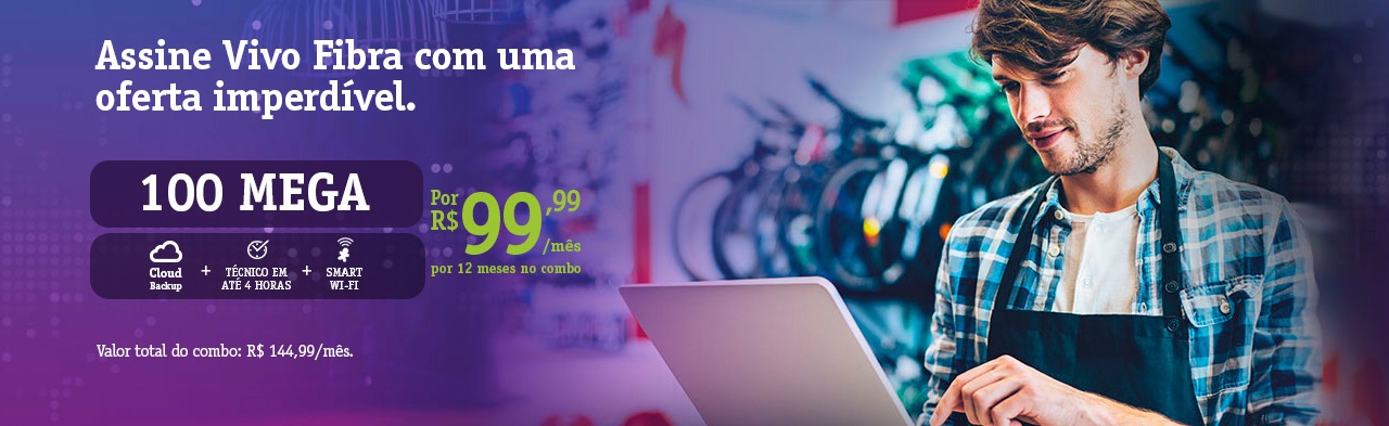 Vivo Internet Fibra Vivo Empresas 100 Mega - Cloud Backup - Smart Wi-Fi