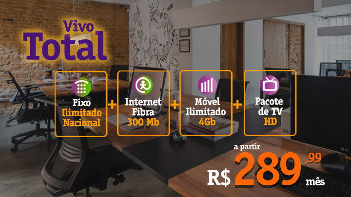 Vivo Total + Internet Fibra + Internet Móvel - Vivo Empresas Ecotelecom