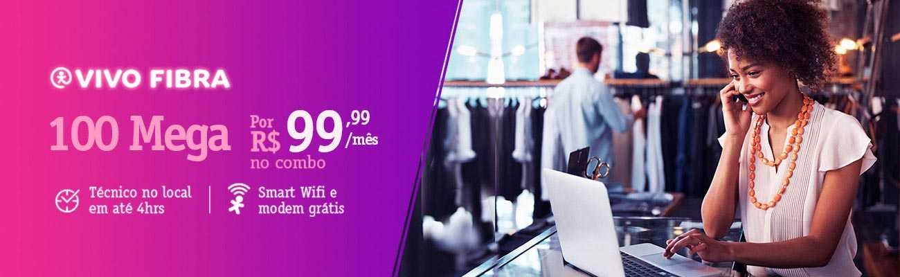 Banner Vivo Internet Fibra - Vivo Emmpresas 100 Mega - Smart Wi-fi - Ecotelecom Vivo Empresas