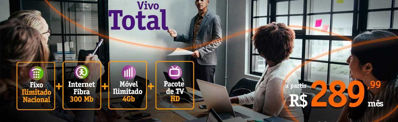 Vivo Total - Fixo + Internet Fibra + Móvel Ilimitado + Pacote de TV - Ecotelecom Vivo Empresas